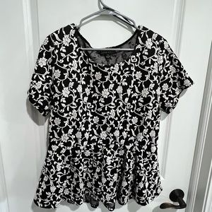 Black Floral Peplum Top
